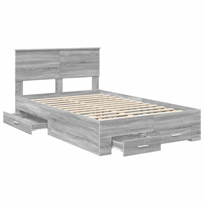 Struttura del letto con testiera Grigio Sonoma 135 x 190 cm | homemem39