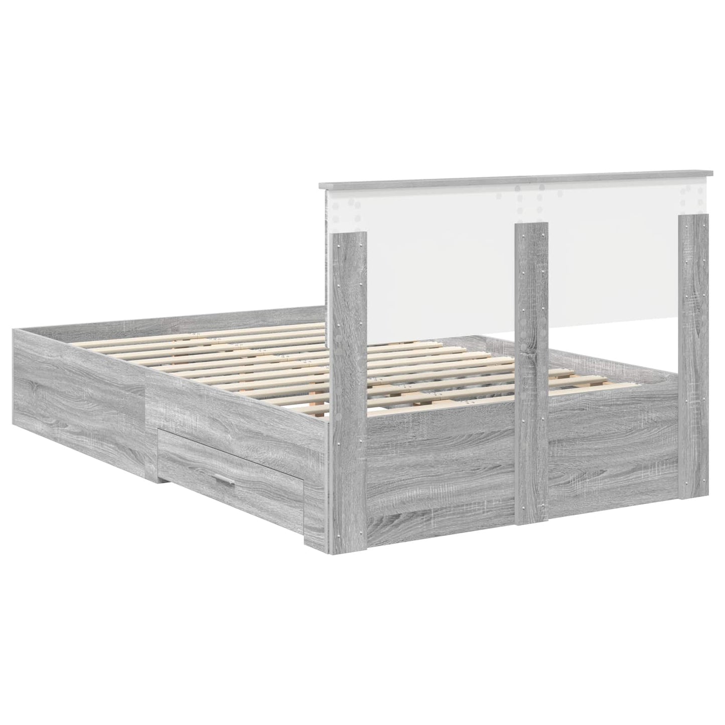 Struttura del letto con testiera Grigio Sonoma 135 x 190 cm | homemem39