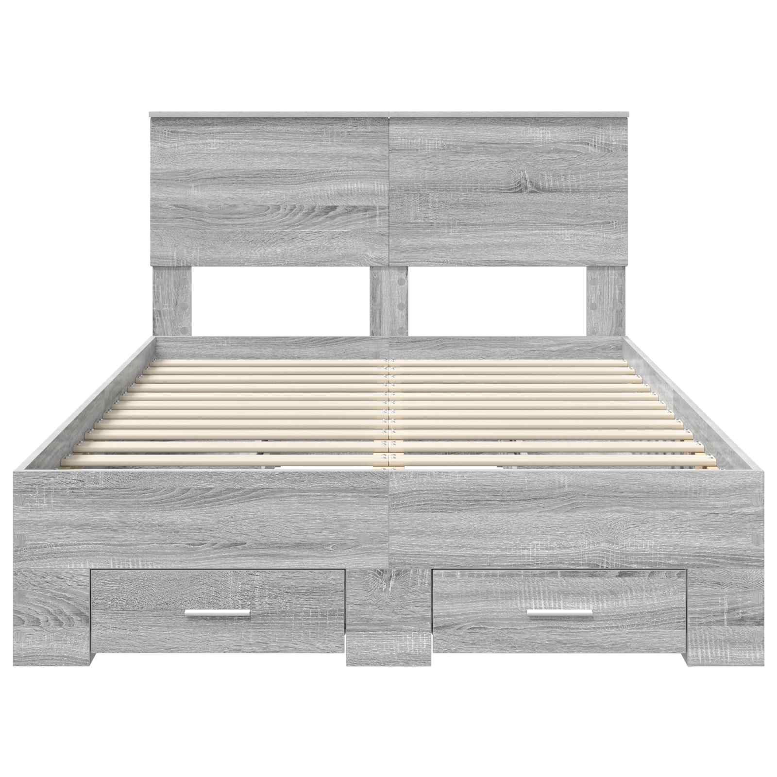 Struttura del letto con testiera Grigio Sonoma 135 x 190 cm | homemem39