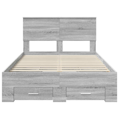 Struttura del letto con testiera Grigio Sonoma 135 x 190 cm | homemem39
