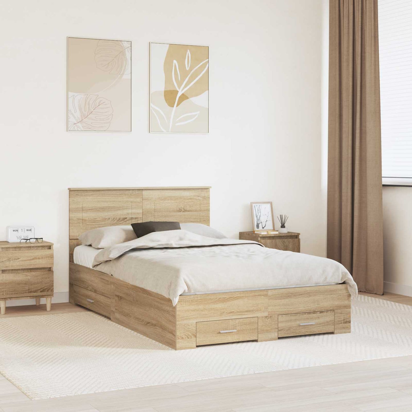 Struttura del letto con testiera Rovere Sonoma 120 x 200 cm