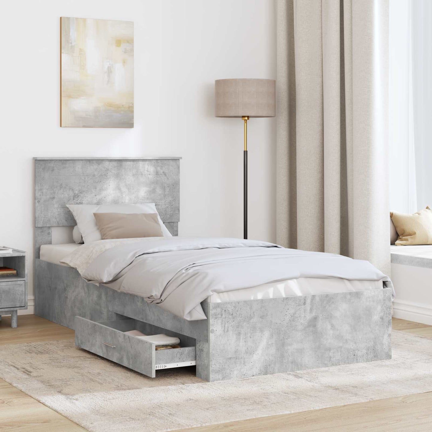 Struttura del letto con testiera Grigio cemento 100 x 200 cm | homemem39