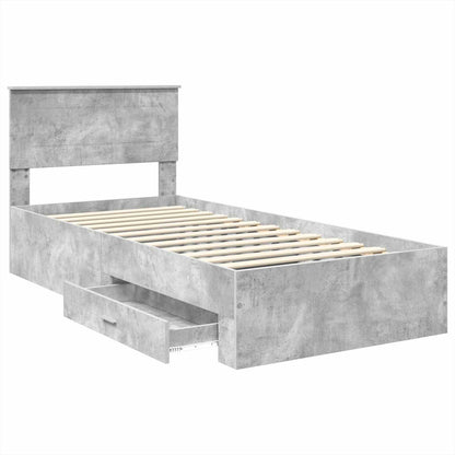 Struttura del letto con testiera Grigio cemento 100 x 200 cm | homemem39