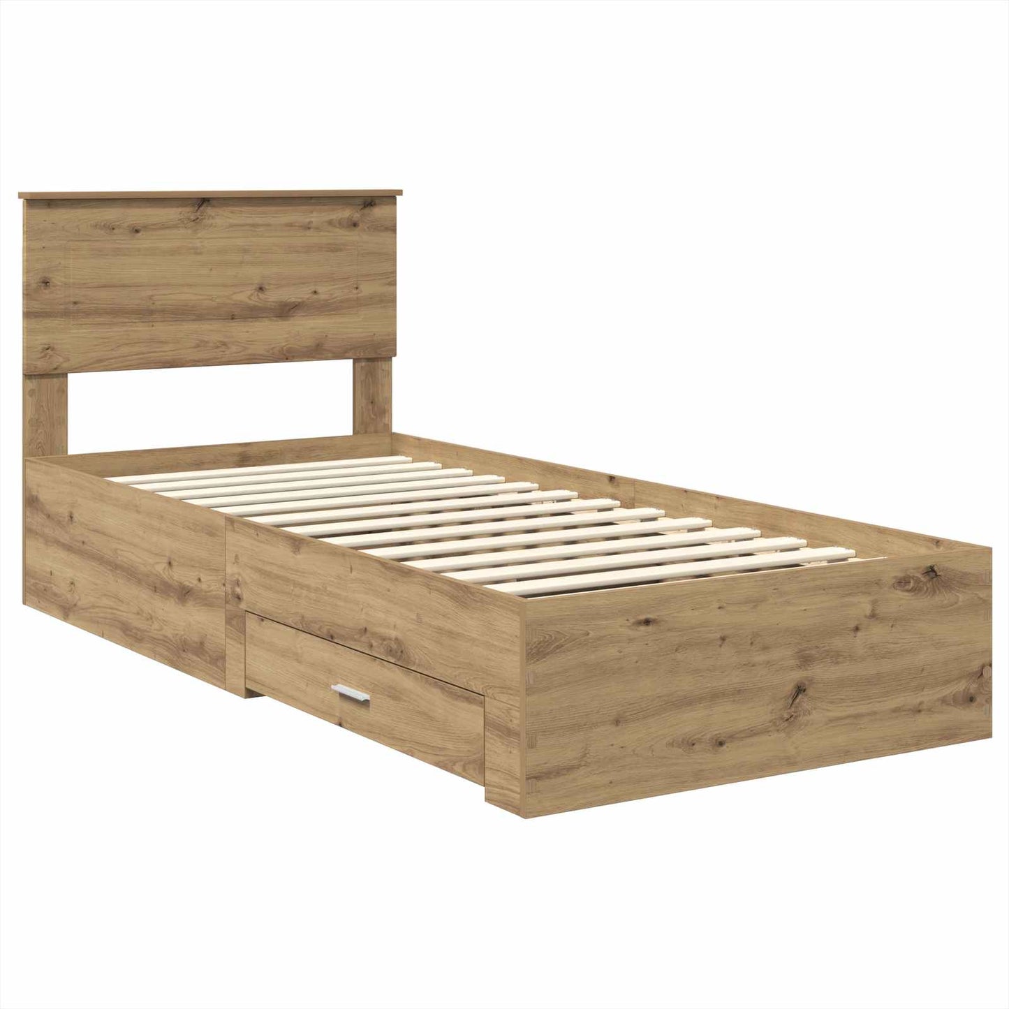 Struttura del letto con cassetto Rovere artigianale 90 x 190 cm | homemem39