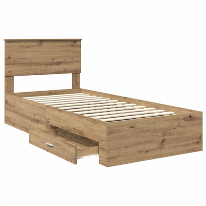 Struttura del letto con cassetto Rovere artigianale 90 x 190 cm | homemem39