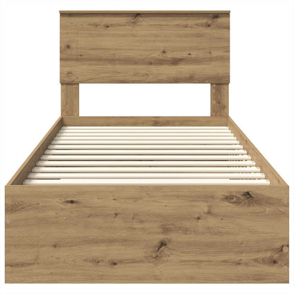 Struttura del letto con cassetto Rovere artigianale 90 x 190 cm | homemem39
