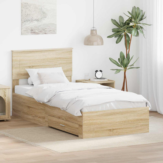 Struttura del letto Rovere Sonoma 90 x 200 cm Legno multistrato | homemem39