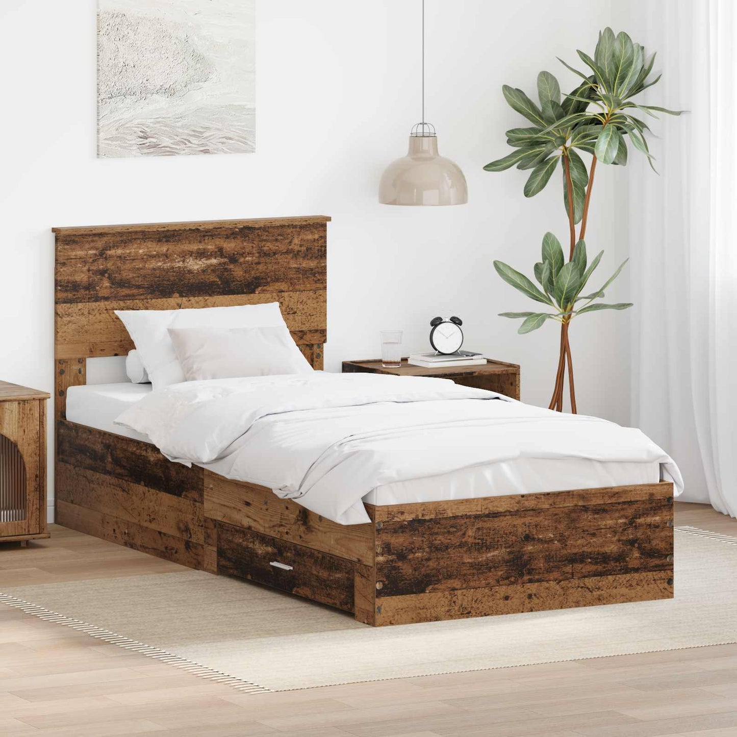 Struttura del letto Legno vecchio 90 x 200 cm Legno multistrato | homemem39