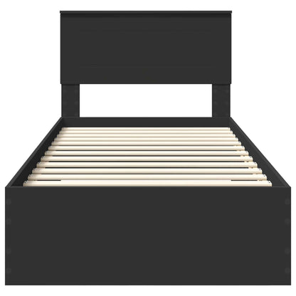 Struttura del letto con testiera Nero e Argento 75 x 190 cm