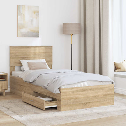 Struttura del letto Rovere Sonoma e Argento 75 x 190 cm | homemem39