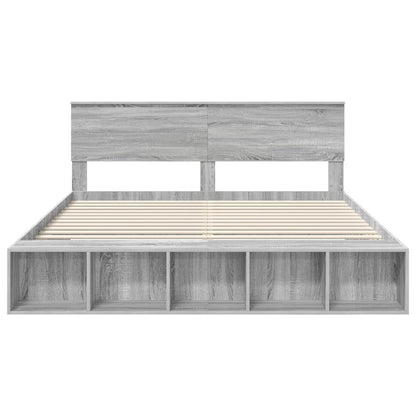 Struttura del letto con lo scaffale Grigio Sonoma 200 x 200 cm