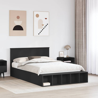 Struttura del letto Nero 150 x 200 cm Legno multistrato