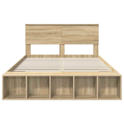 Struttura del letto con lo scaffale Rovere Sonoma 150 x 200 cm