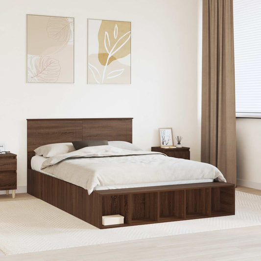 Struttura del letto con lo scaffale Rovere Marrone 150 x 200 cm