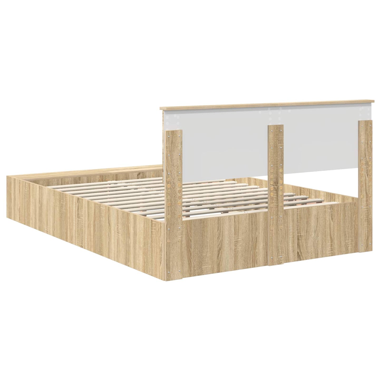 Struttura del letto con lo scaffale Rovere Sonoma 140 x 190 cm