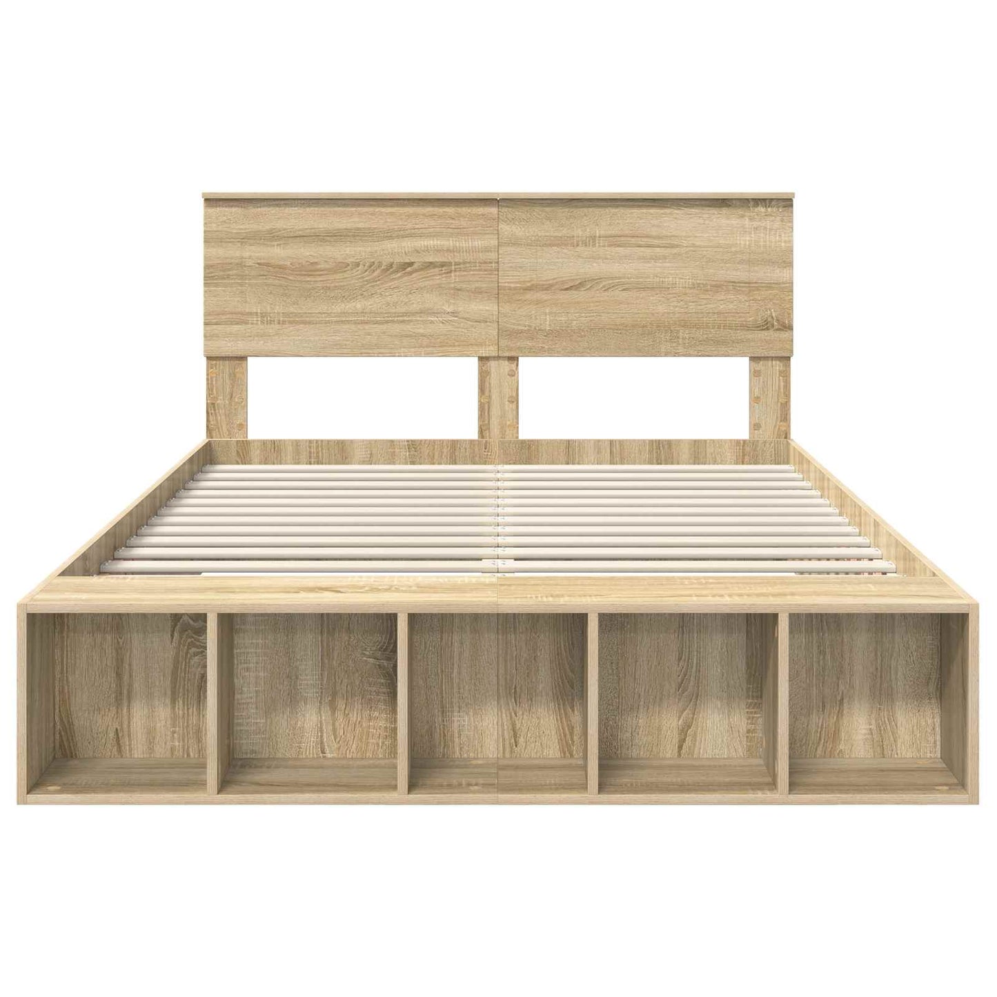 Struttura del letto con lo scaffale Rovere Sonoma 140 x 190 cm