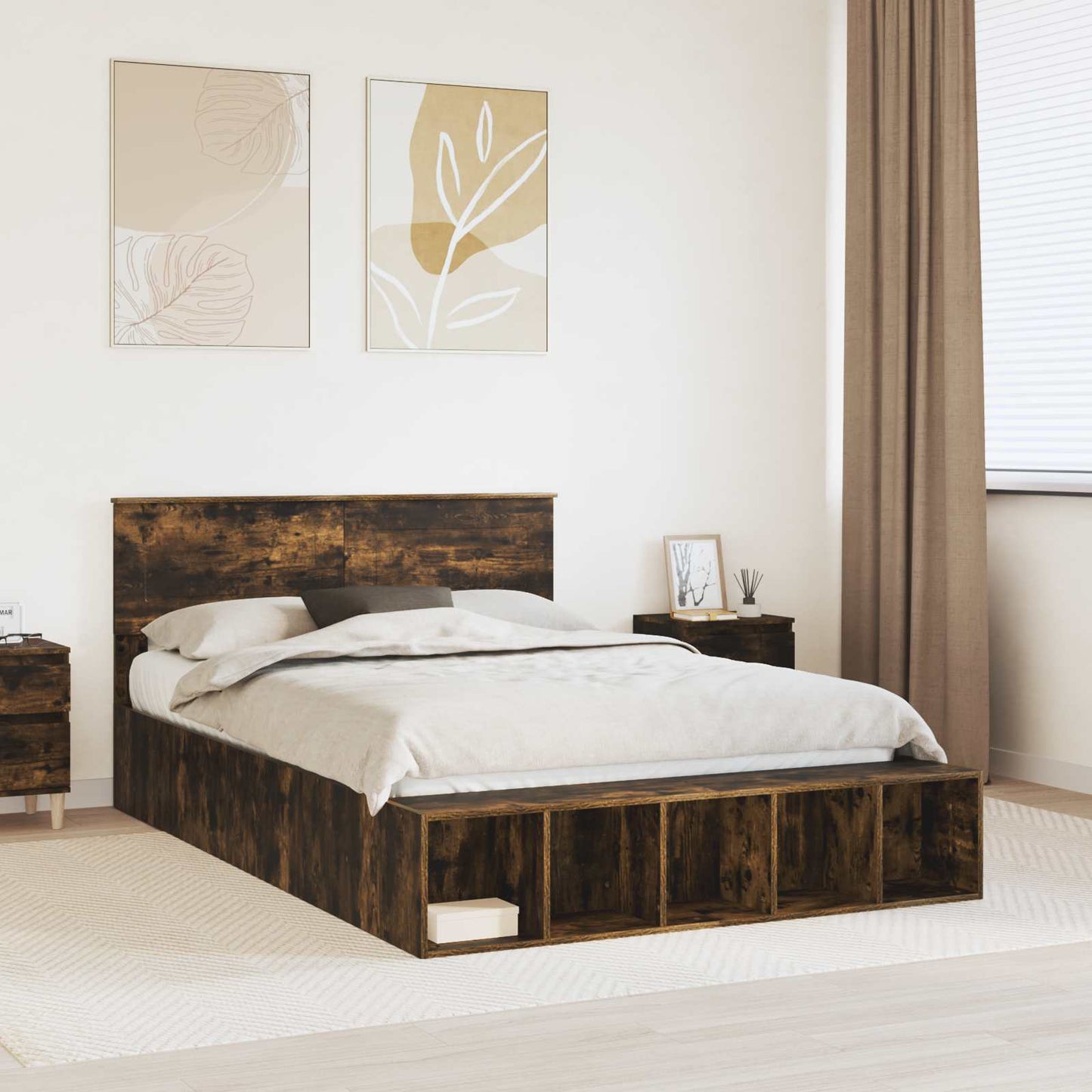 Struttura del letto Rovere fumé 140 x 190 cm Legno multistrato