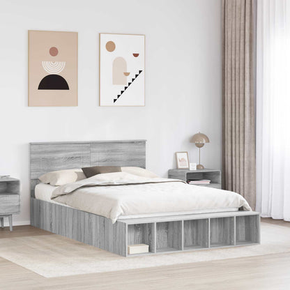 Struttura del letto con lo scaffale Grigio Sonoma 140 x 190 cm