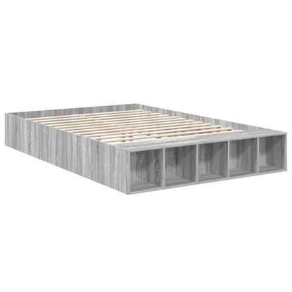 Struttura del letto con lo scaffale Grigio Sonoma 140 x 190 cm