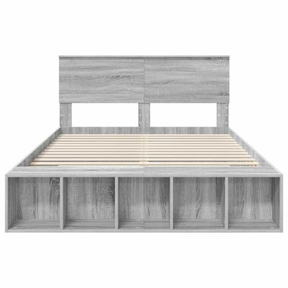 Struttura del letto con lo scaffale Grigio Sonoma 140 x 200 cm