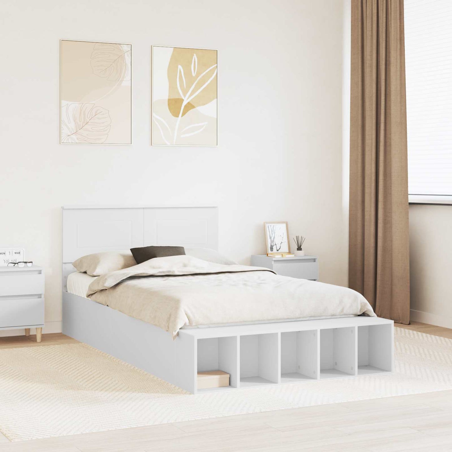 Struttura del letto Bianco 135 x 190 cm Legno multistrato