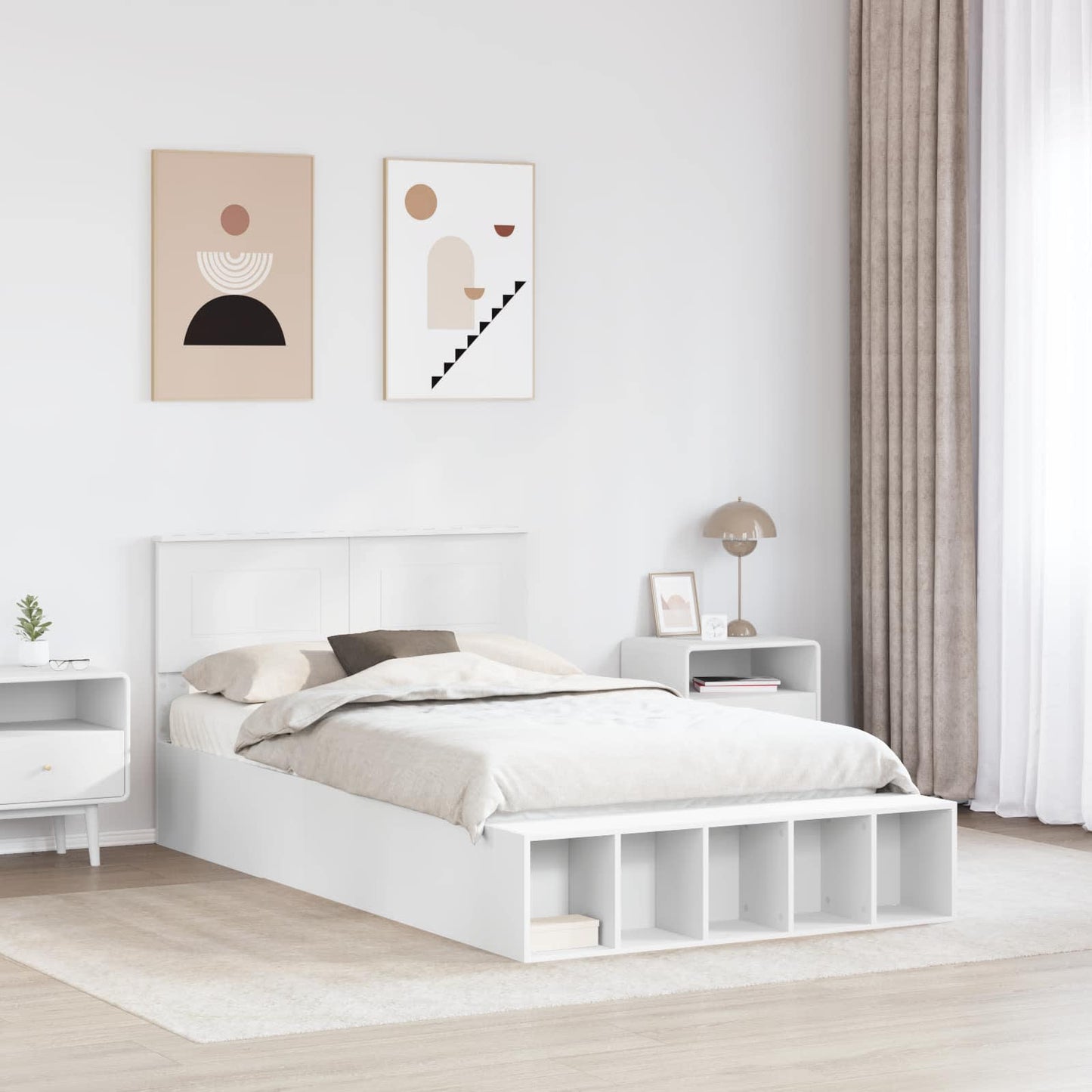 Struttura del letto Bianco 135 x 190 cm Legno multistrato