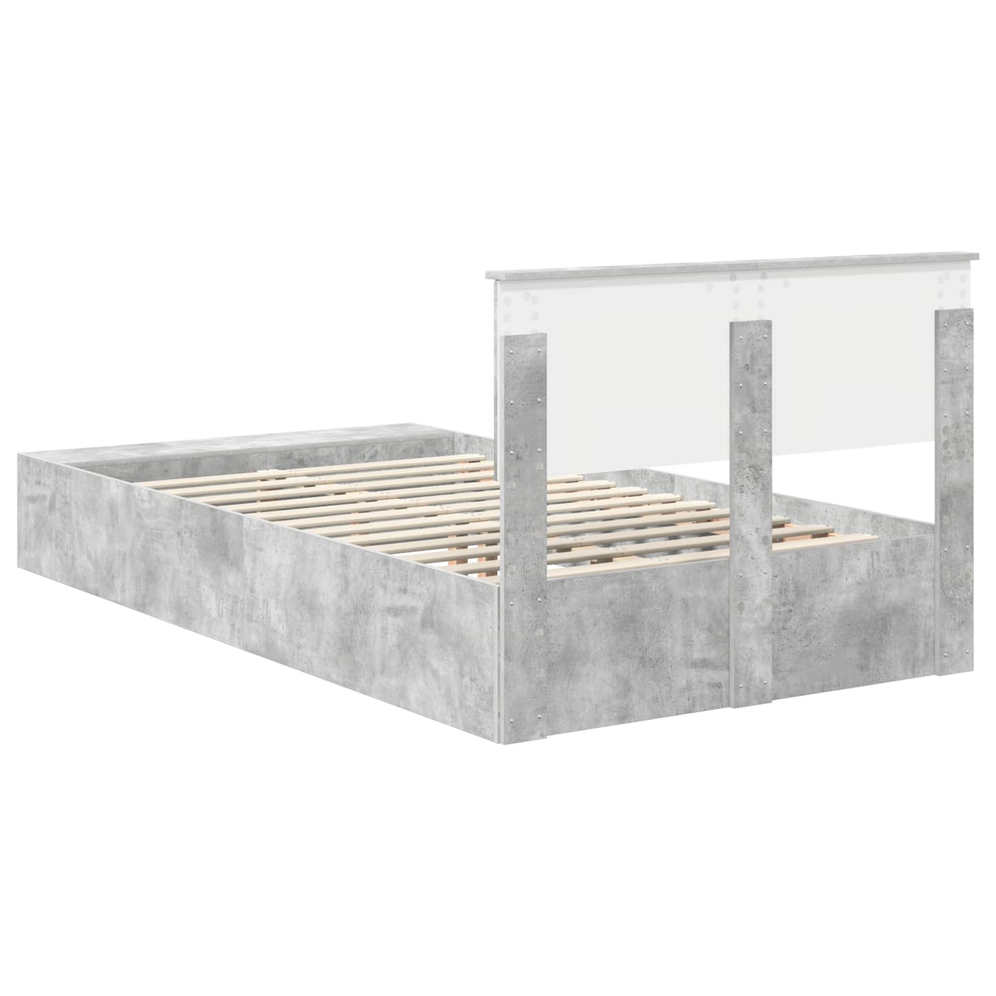 Struttura del letto con lo scaffale Grigio cemento 135 x 190 cm