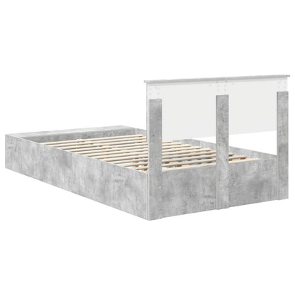 Struttura del letto con lo scaffale Grigio cemento 135 x 190 cm