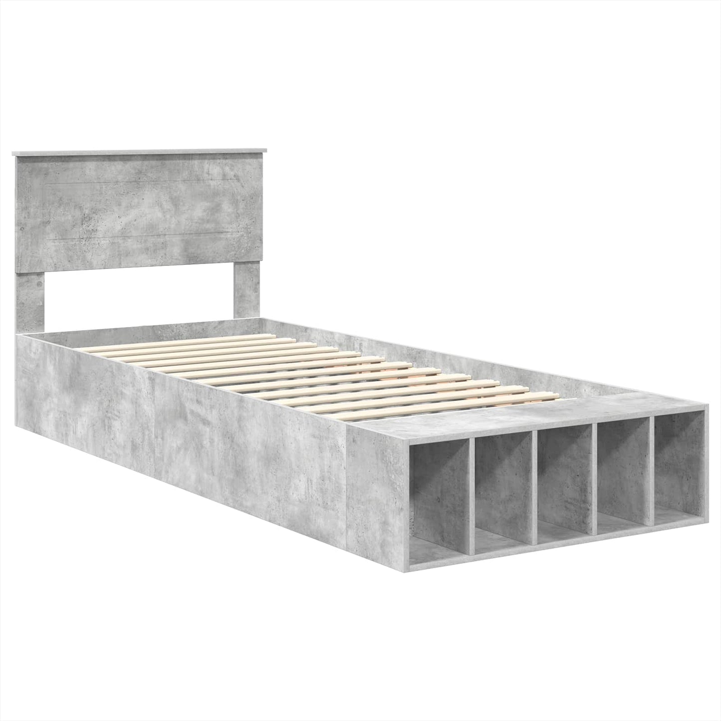 Struttura del letto con lo scaffale Grigio cemento 90 x 190 cm