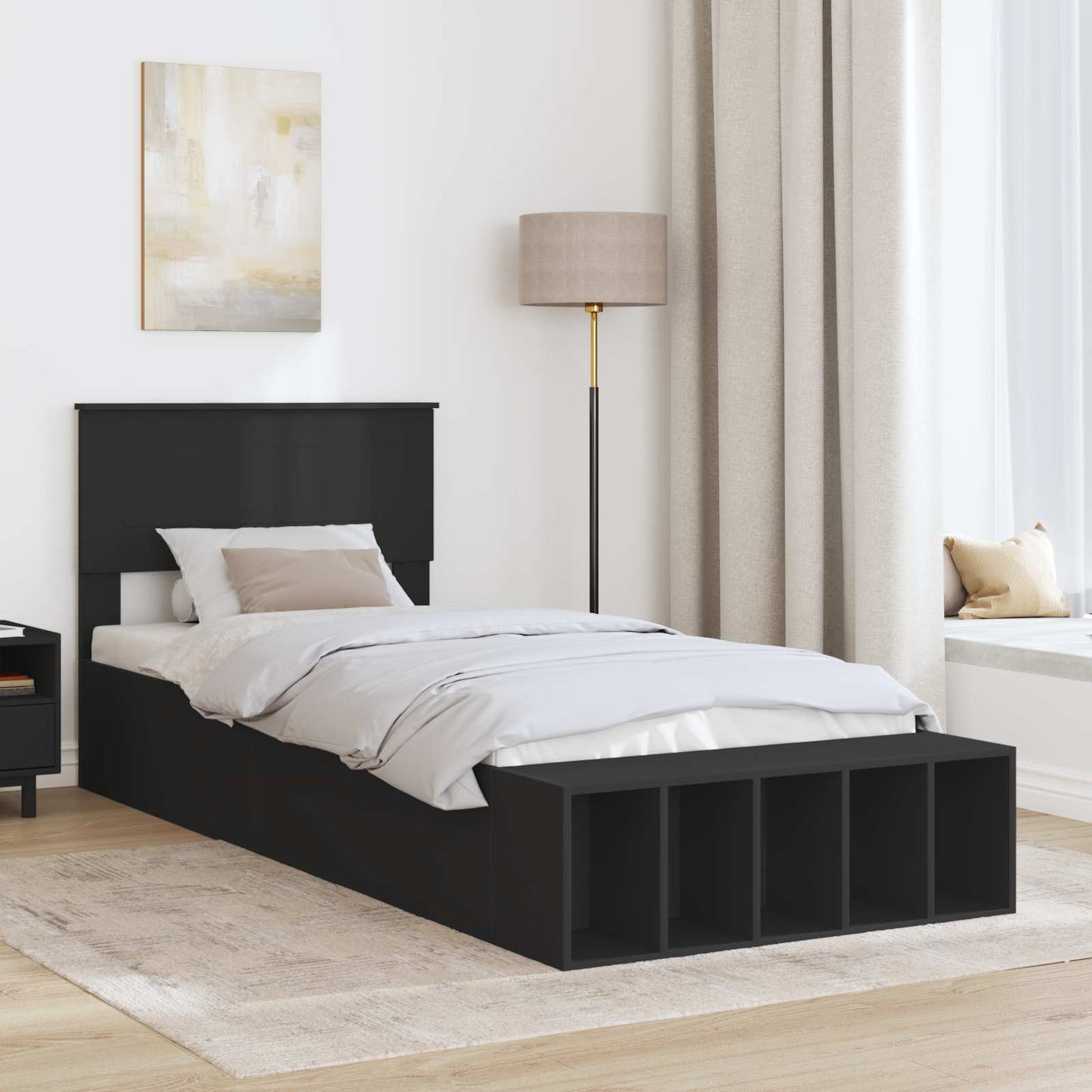Struttura del letto Nero 75 x 190 cm Legno multistrato