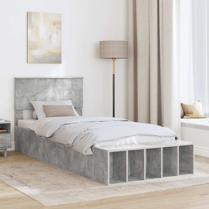 Struttura del letto con lo scaffale Grigio cemento 70 x 190 cm