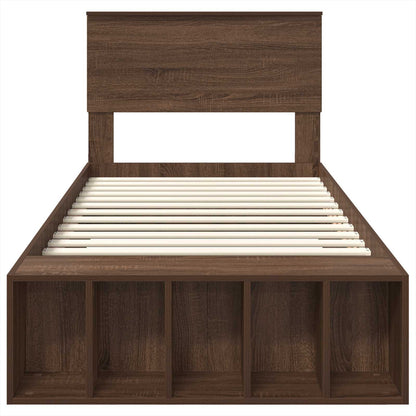 Struttura del letto con lo scaffale Rovere Marrone 75 x 190 cm