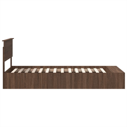 Struttura del letto con lo scaffale Rovere Marrone 75 x 190 cm