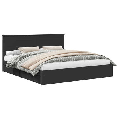 Letto con Contenitore Nero 200 x 200 cm Legno multistrato | homemem39