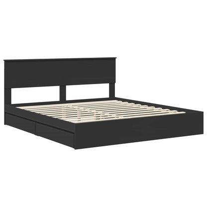 Letto con Contenitore Nero 200 x 200 cm Legno multistrato | homemem39
