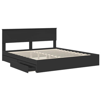 Letto con Contenitore Nero 200 x 200 cm Legno multistrato | homemem39