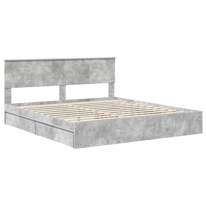 Letto con Contenitore con testiera Grigio cemento 200 x 200 cm | homemem39
