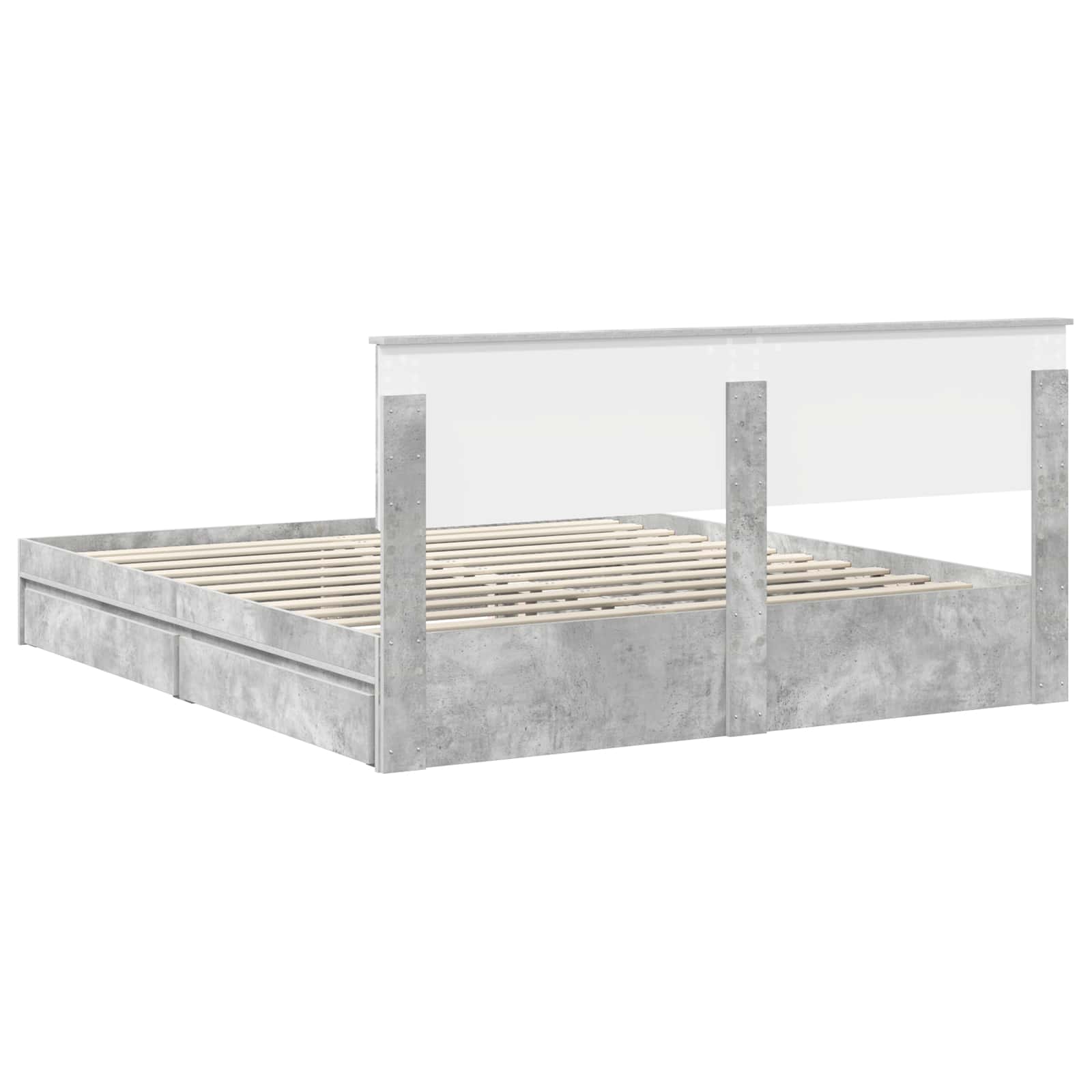 Letto con Contenitore con testiera Grigio cemento 200 x 200 cm | homemem39