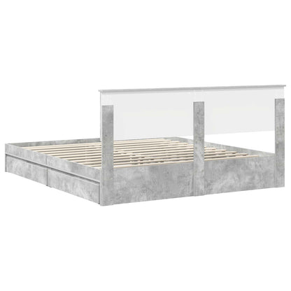 Letto con Contenitore con testiera Grigio cemento 200 x 200 cm | homemem39