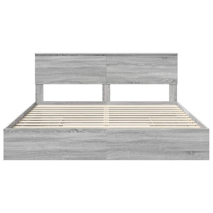 Letto con Contenitore con testiera Grigio Sonoma 200 x 200 cm | homemem39