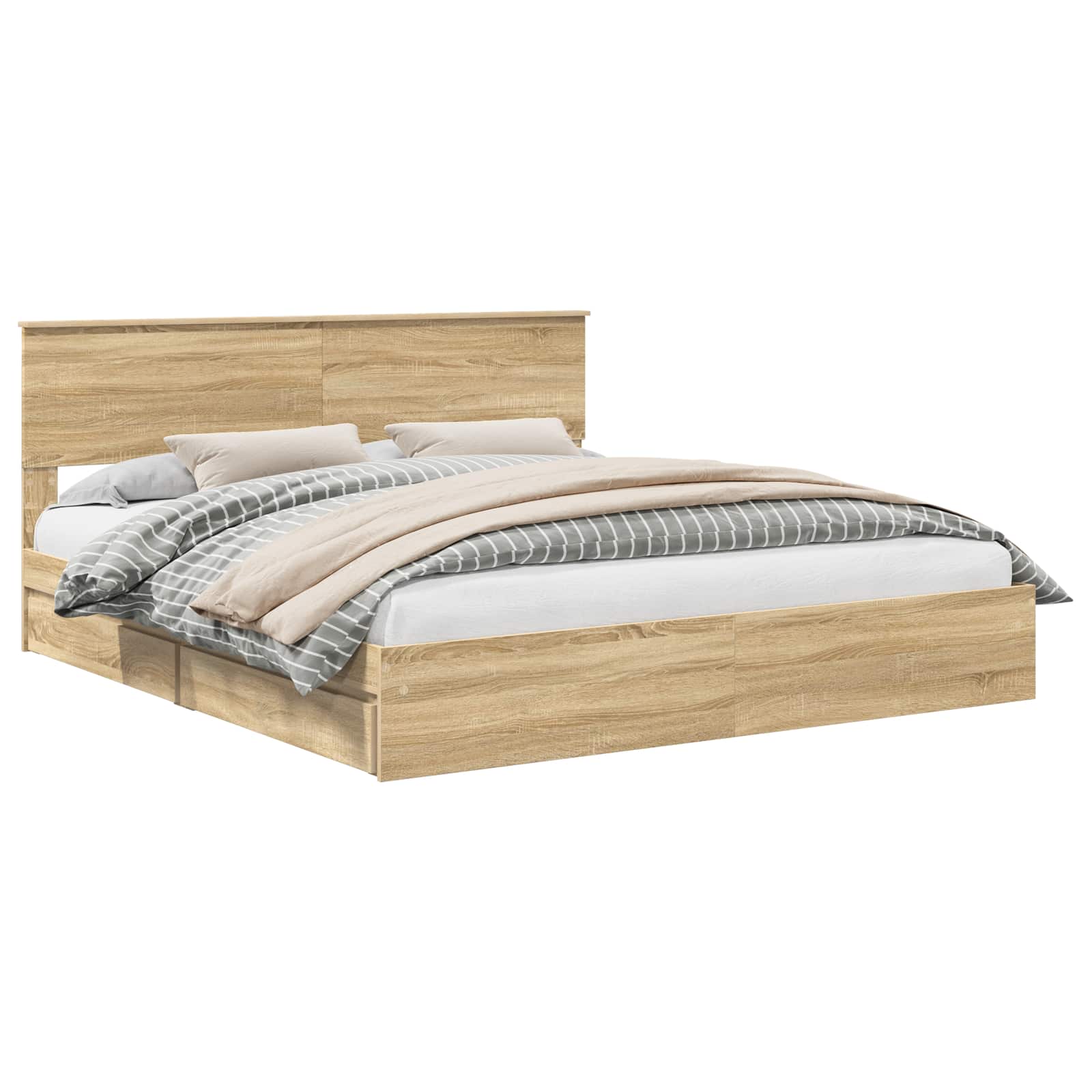 Letto con Contenitore con testiera Rovere Sonoma 180 x 200 cm | homemem39