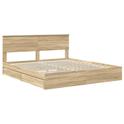 Letto con Contenitore con testiera Rovere Sonoma 180 x 200 cm | homemem39