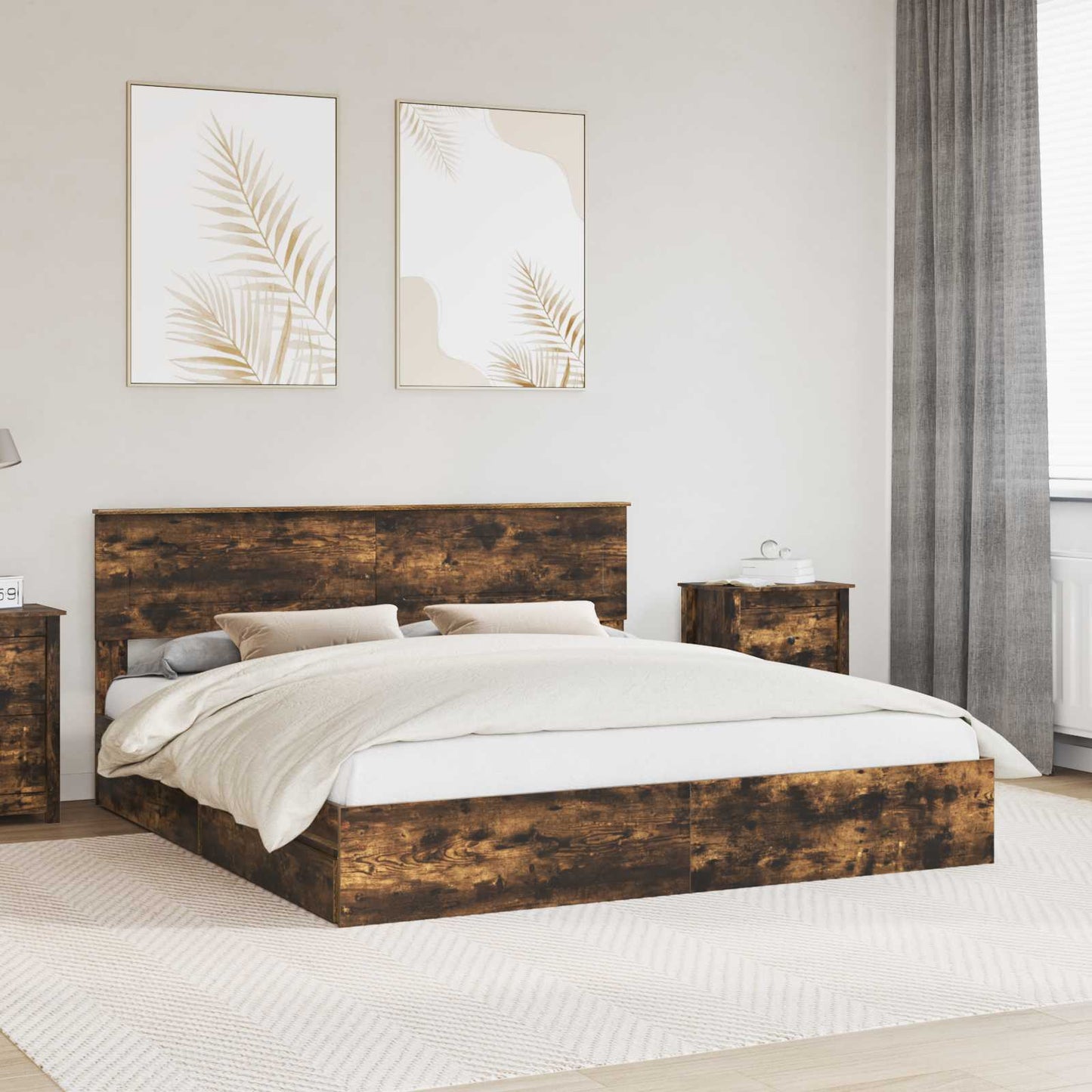 Letto con Contenitore con testiera Rovere fumé 180 x 200 cm | homemem39