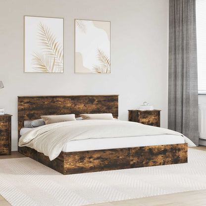 Letto con Contenitore con testiera Rovere fumé 180 x 200 cm | homemem39