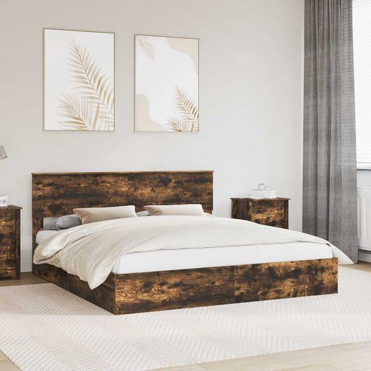 Letto con Contenitore con testiera Rovere fumé 180 x 200 cm | homemem39
