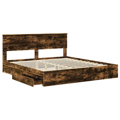 Letto con Contenitore con testiera Rovere fumé 180 x 200 cm | homemem39