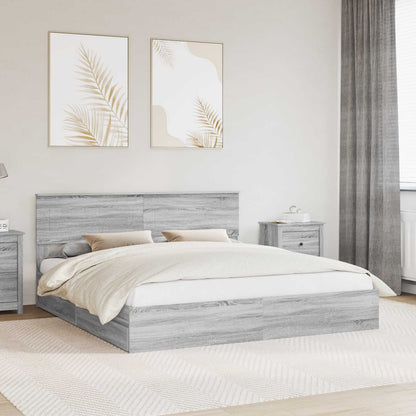 Letto con Contenitore con testiera Grigio Sonoma 180 x 200 cm | homemem39