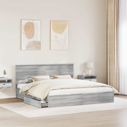 Letto con Contenitore con testiera Grigio Sonoma 180 x 200 cm | homemem39