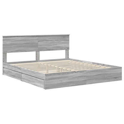 Letto con Contenitore con testiera Grigio Sonoma 180 x 200 cm | homemem39
