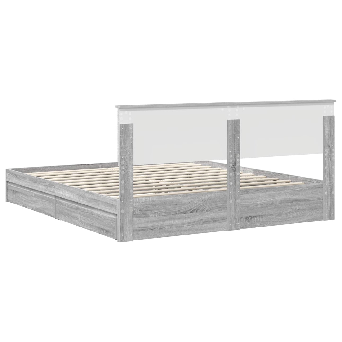 Letto con Contenitore con testiera Grigio Sonoma 180 x 200 cm | homemem39